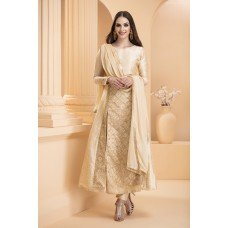 CTL-175 OFF WHITE BAGALPURI SILK EMBROIDERED READY MADE WEDDING WEAR OUTFIT 